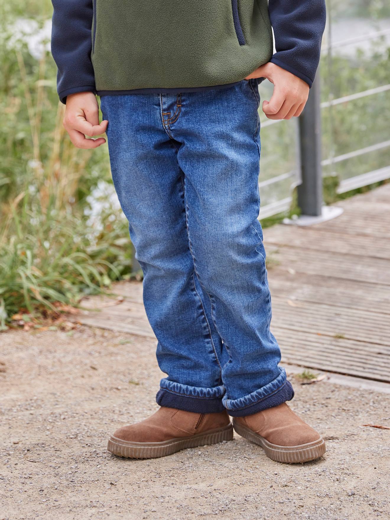 Vertbaudet Denim Jeans Met Fleecevoering Voor Jongens Stone