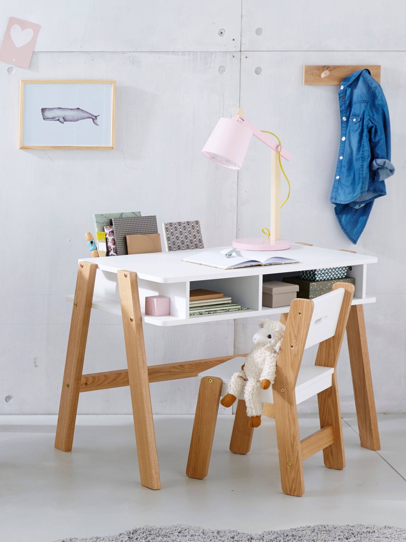 Vertbaudet Kleuterstoel, Zitting 30cm Lijn Architekt Wit/hout