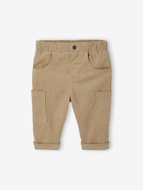 Pantalon bébé coupe battle en velours doublé  - vertbaudet enfant