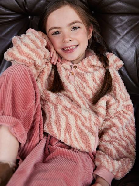 Fille-Pull, gilet, sweat-Sweat-Sweat fille à capuche en sherpa 