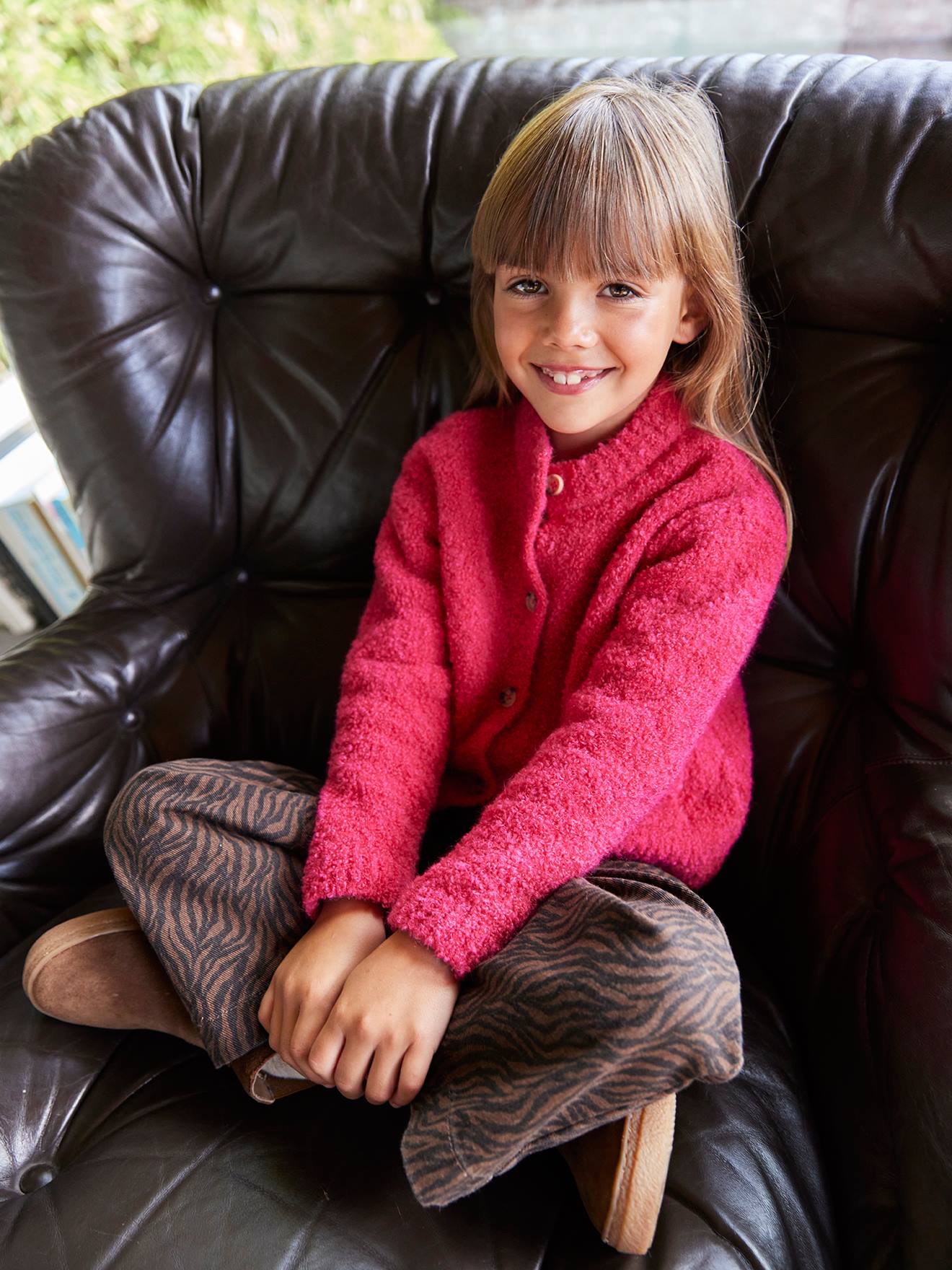 Vertbaudet Vestje Van Bouclé Voor Meisjes Fuchsia