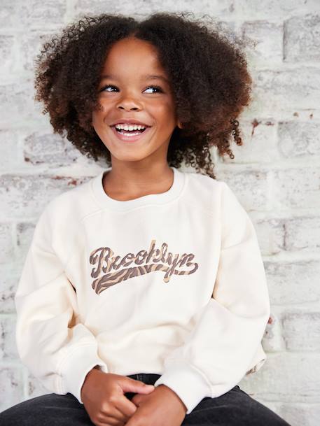 Fille-Pull, gilet, sweat-Sweat-Sweat fille motif Brooklyn zébré 