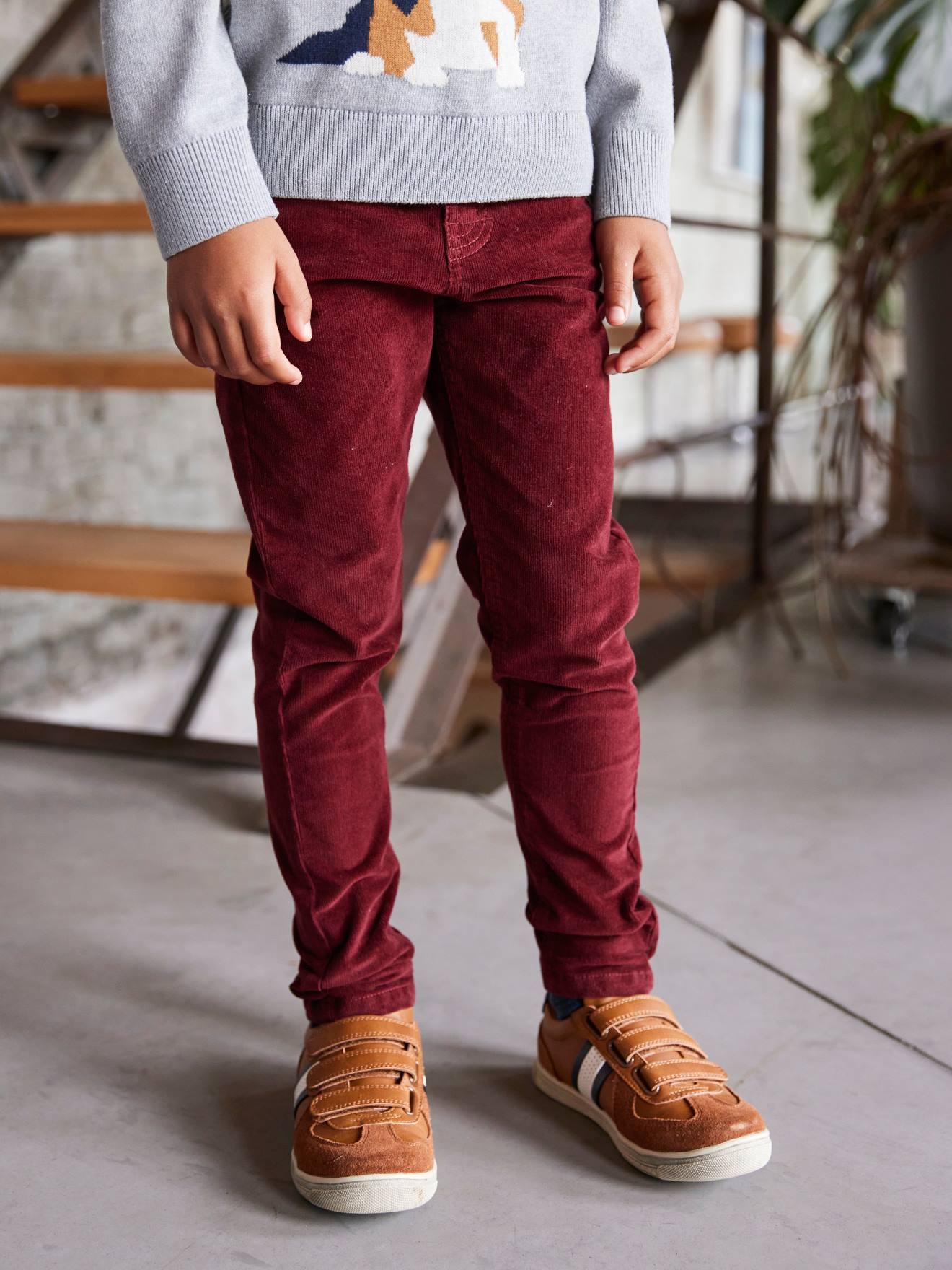 Vertbaudet De Slim Fluwelen Jongensbroek Bordeauxrood