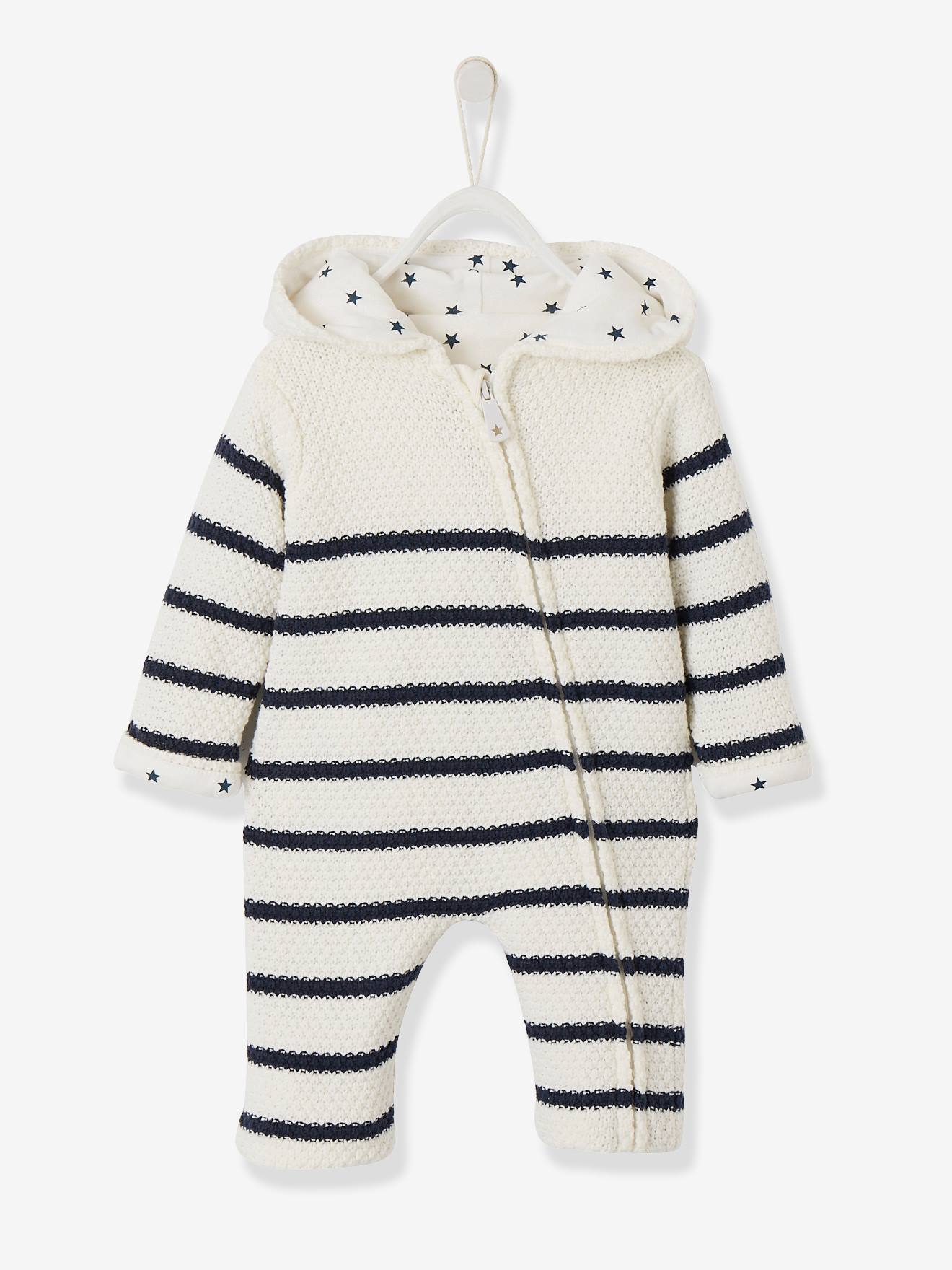 Combinaison En Tricot Bebe Naissance Doublee Bleu Pale Bebe