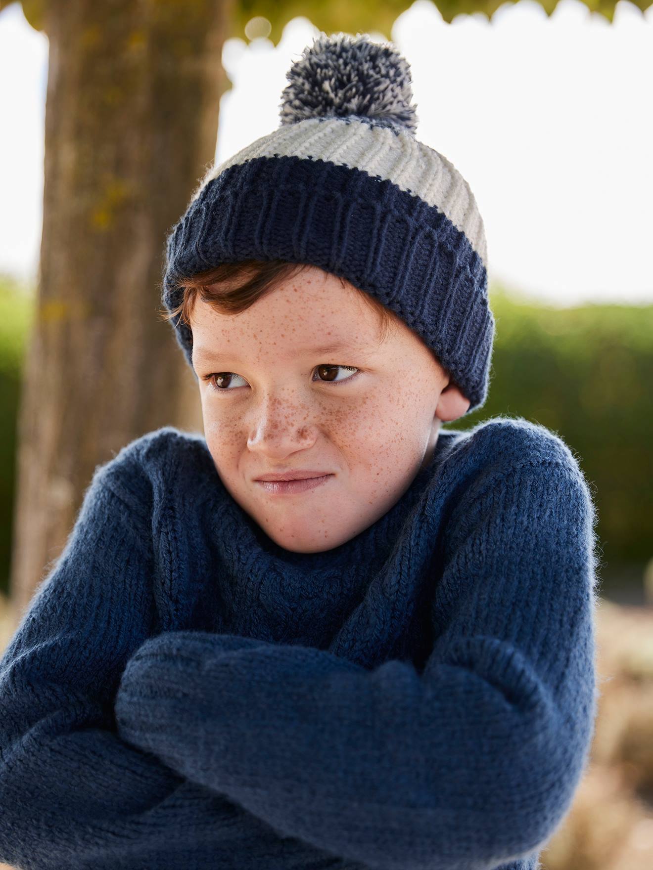 Vertbaudet Set Jongens Muts + Snood + Handschoenen In Colorblock Nachtblauw
