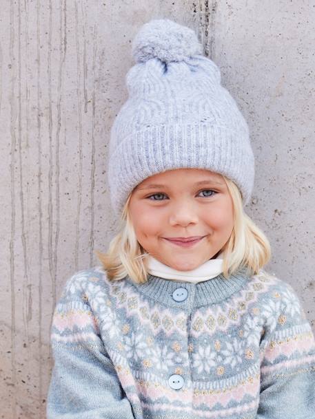 Fille-Ensemble fille bonnet, snood, gants en maille fantaisie