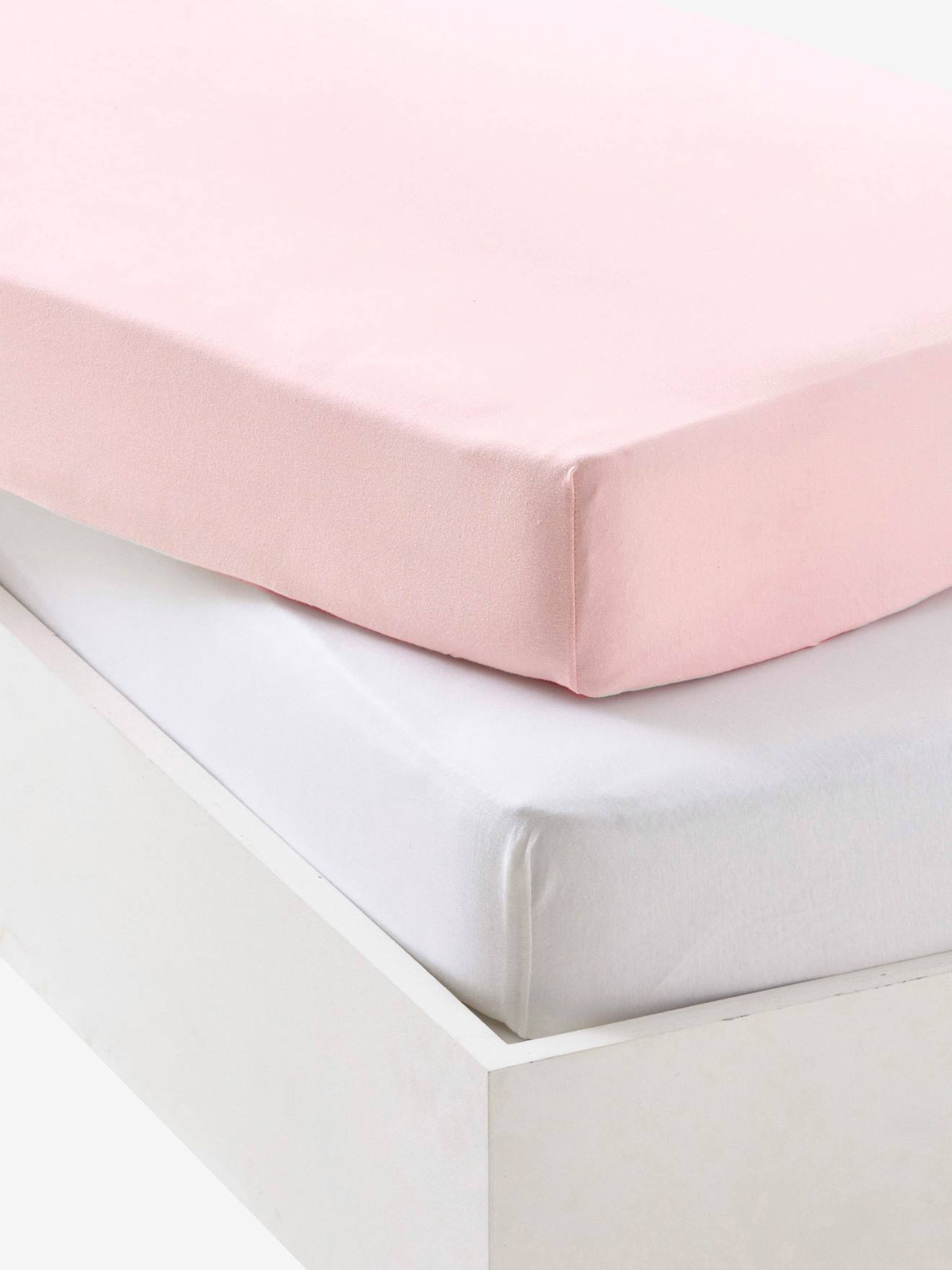 Vertbaudet Set Van Twee Babyhoeslakens Uit Rekbare Jersey Roze Pale