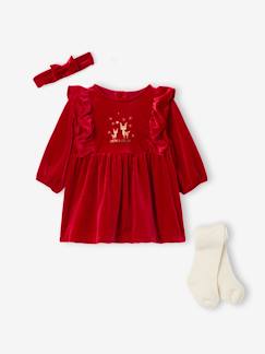 Baby-Babyset-3-delige babyset met jurk + haarband + panty in thema Kerst