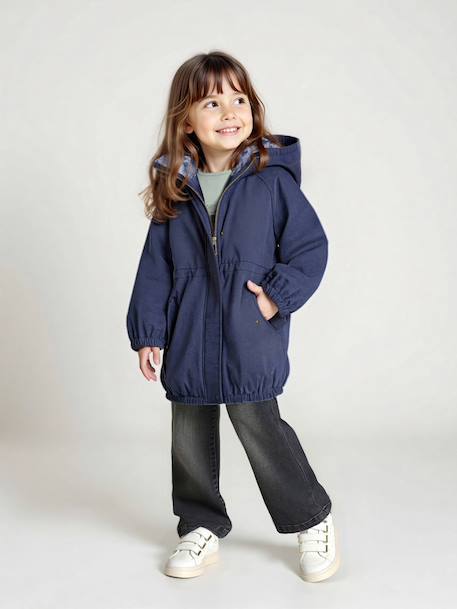 Parka fille à capuche doublée imitation fourrure bois de rose+camel+marine+noir+prune+vert foncé - vertbaudet enfant 