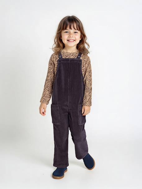 Fille-Ensemble fille tee-shirt et salopette velours