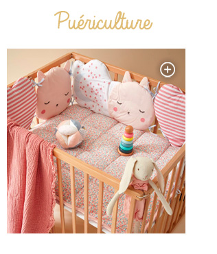 Tour de lit / tour de parc modulable thème CATALUNE - rose imprimé