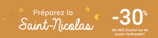 Préparez la Saint-Nicolas ! -30% dès 60€ d’achat sur les jouets Vertbaudet*