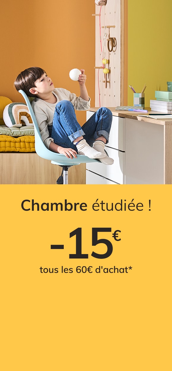 Chambre étudiée -15€ tous les 60€ d'achat*